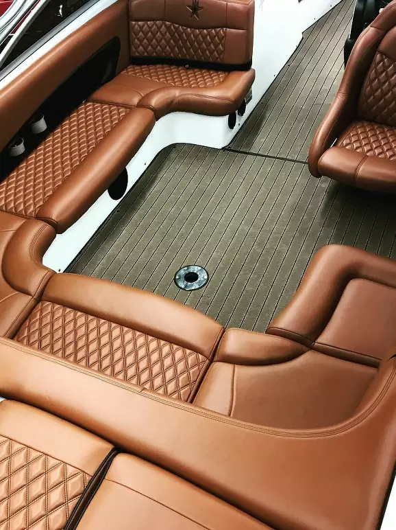 Weather-resistant boat upholstery in a minimalist design.