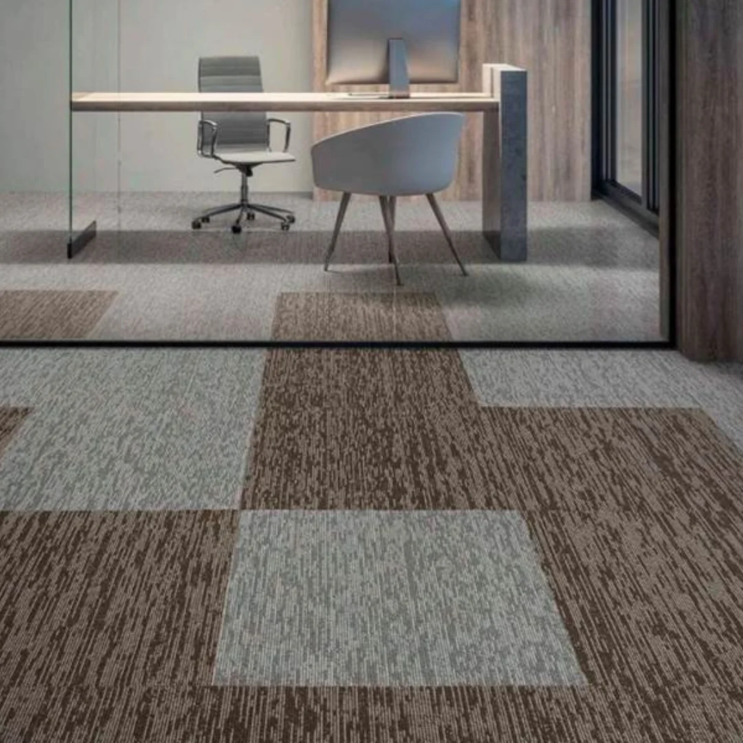 Elegant patterned carpet tile enhancing room aesthetics