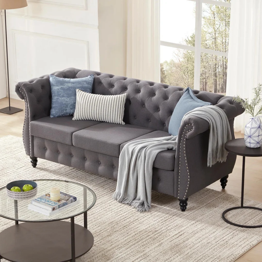 Create a sophisticated atmosphere with Chesterfield Sofas.