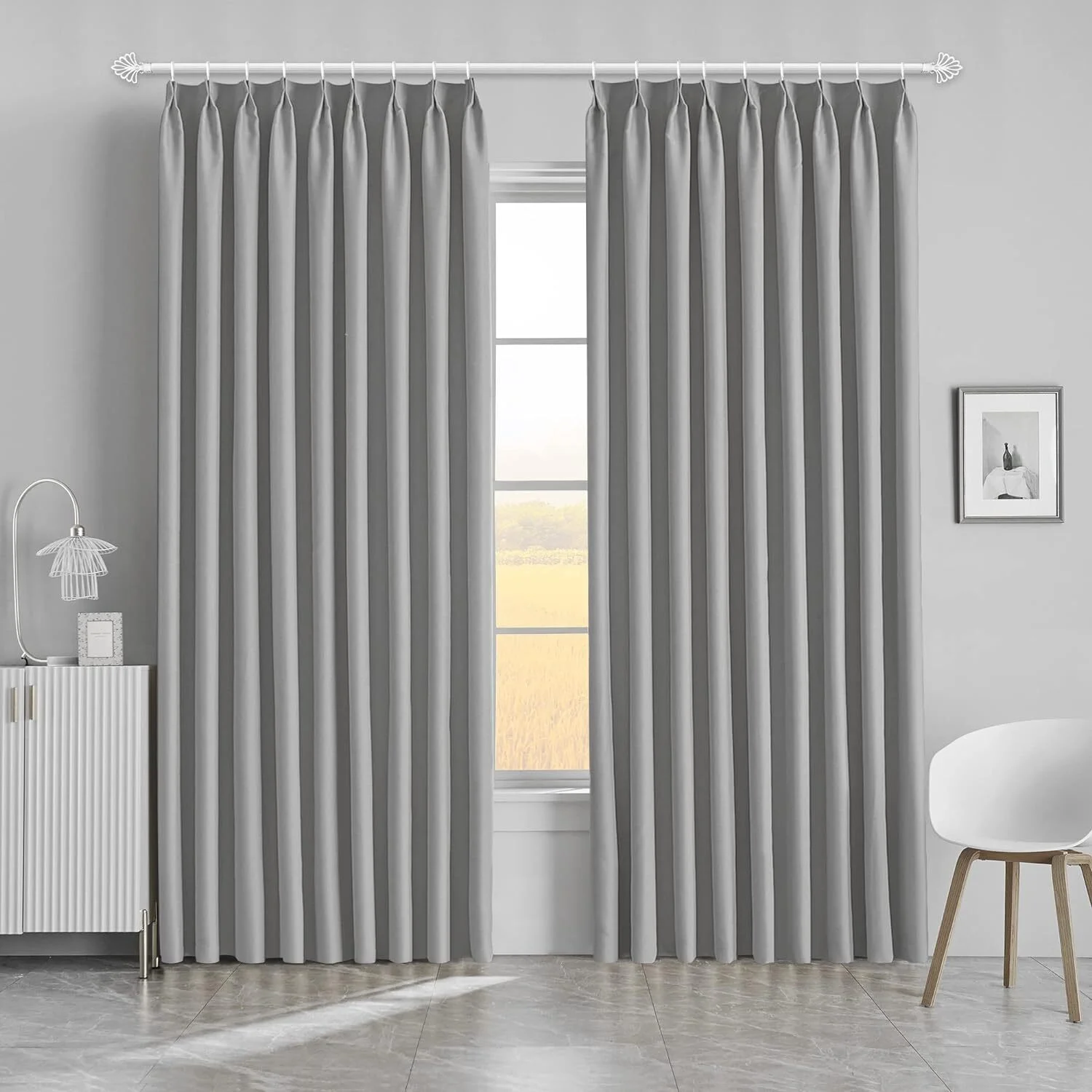 Blackout curtains in a dark gray shade