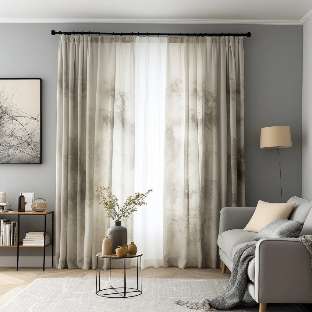 Colorful curtains featuring stripes in a variety of widths