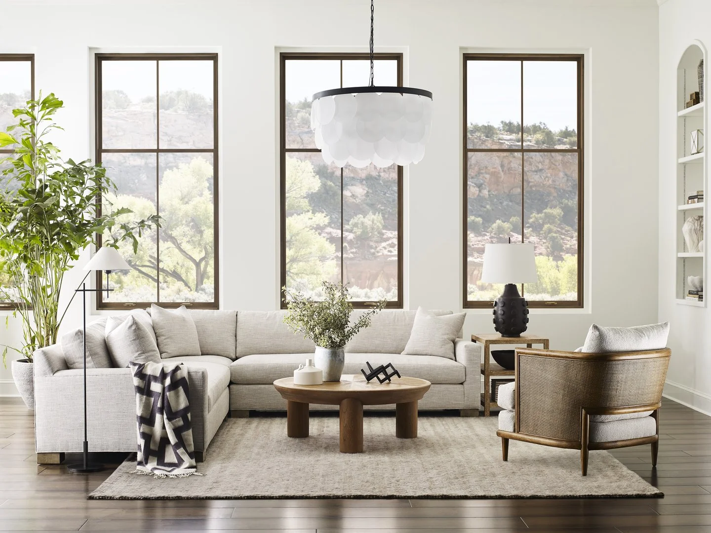 Modern custom upholstered dining chairs in a minimalist kitchen.