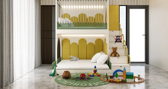 Classic design with kids beds.