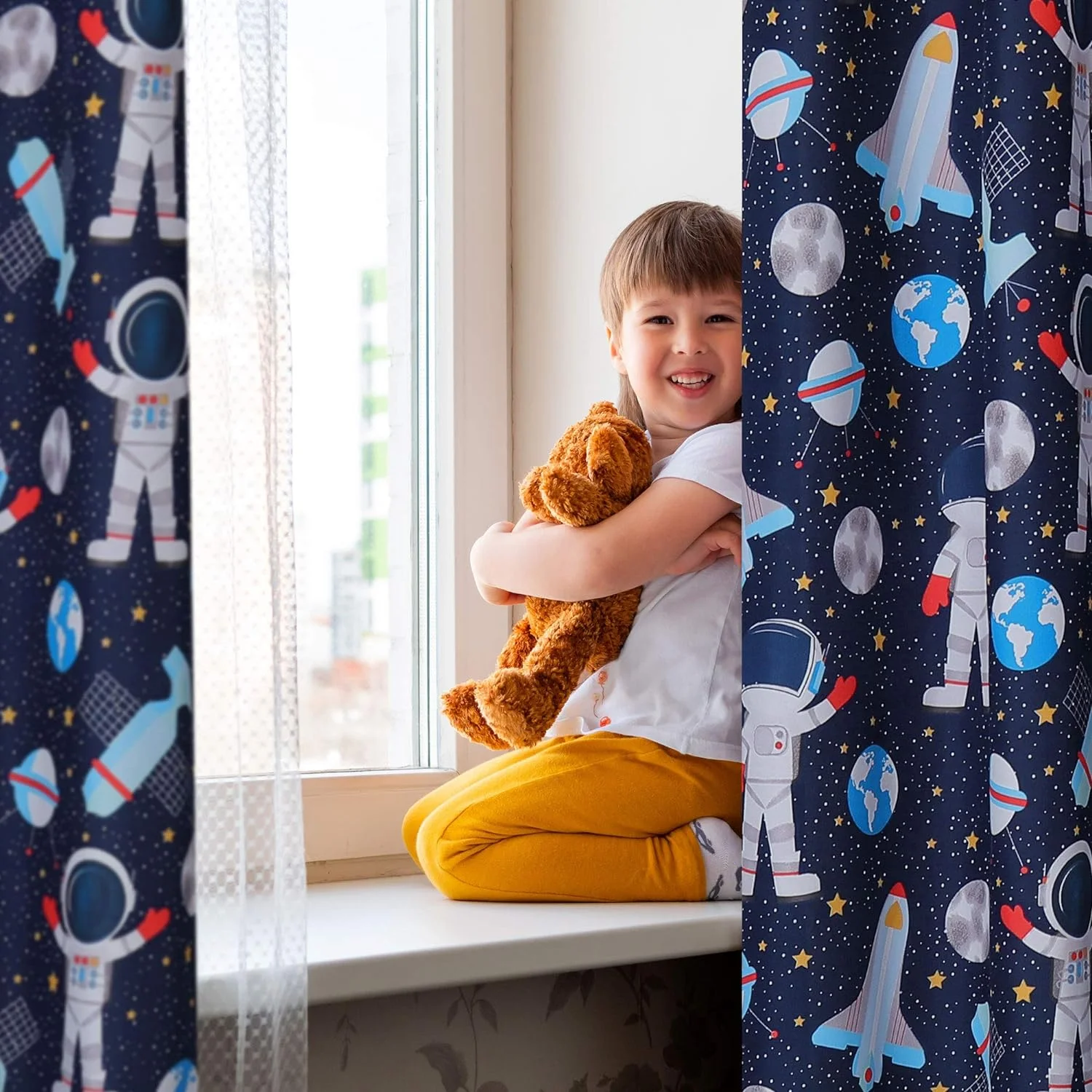 Curtains featuring a whimsical animal print