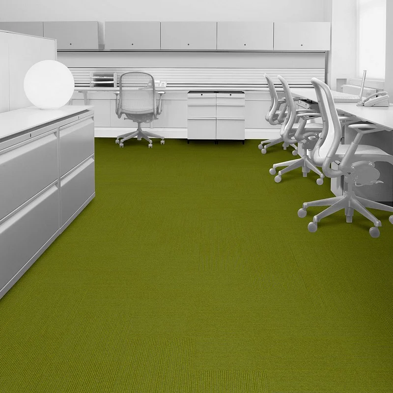 Lime green carpet in a children's playroom