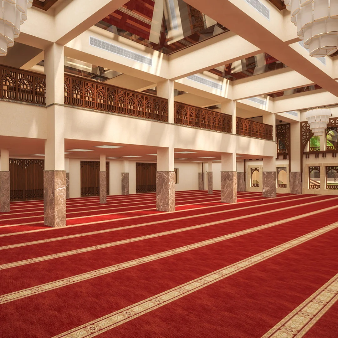Luxurious fabric of a masjid carpet, offering both beauty and durability.