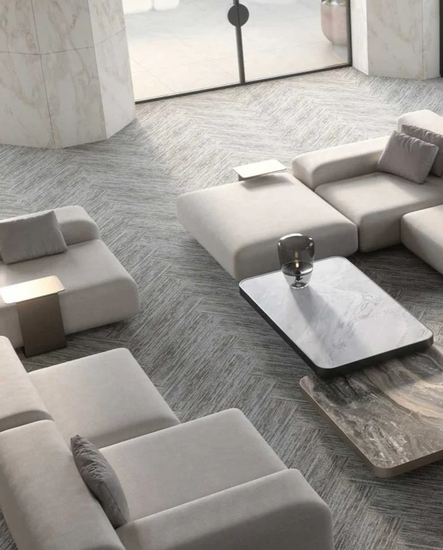 Soundproof carpet in a warm beige color